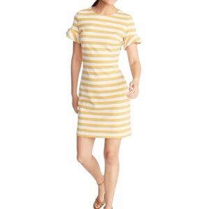 Old Navy Yellow and White Striped Ponte-Knit Flutter-Sleeve Sheath Dress NWOT